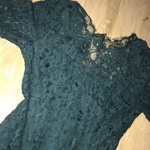 Emerald green lace dress w/ slit